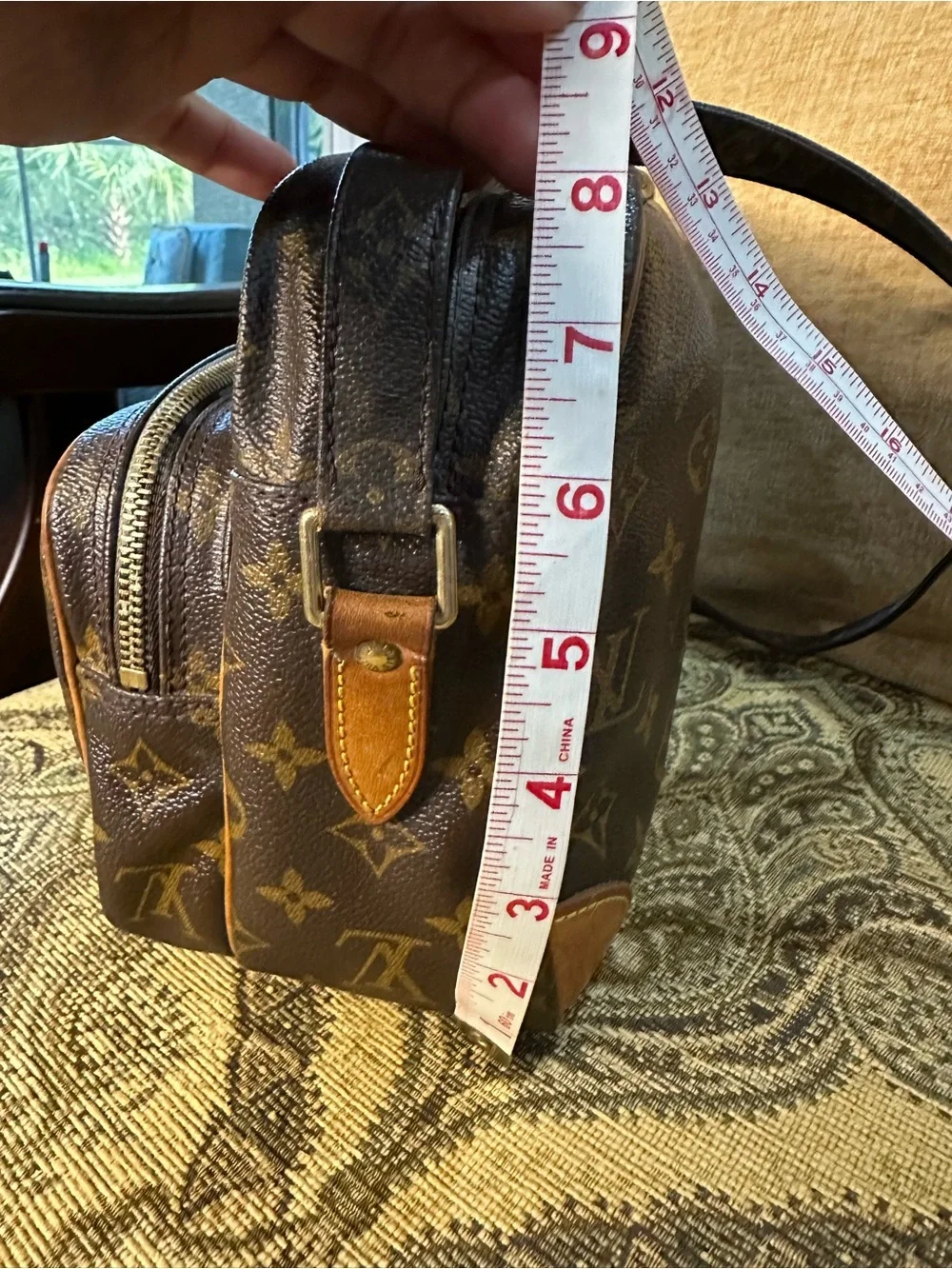 Louis Vuitton Brown Monogram Canvas Messenger Bag with Tan Accents